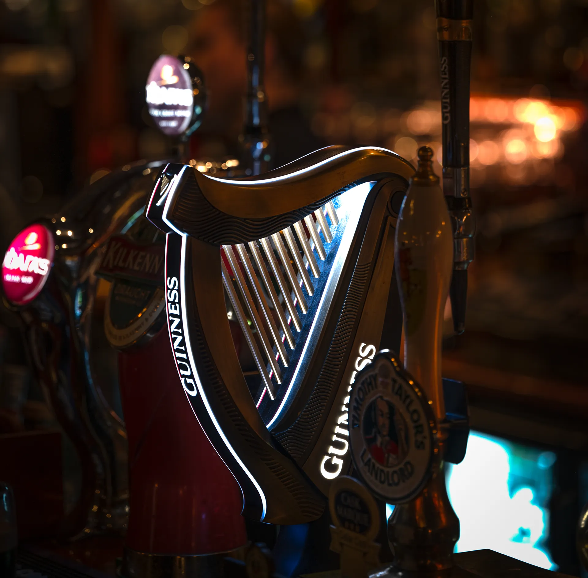 Guinness tap at O'Neill's Irish Pub & Restaurant in Uppsala.